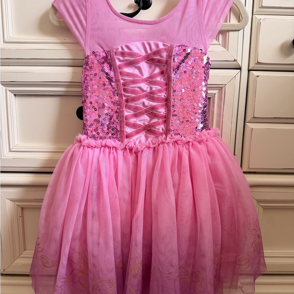 Disney Rapunzel Pink Sequin Tulle Dress.